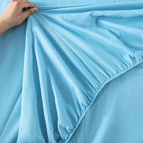 Miniatura 7 de PERFEMET Juego de ropa de cama para niñas con cola de sirena azul y rosa, 6 piezas, colorido arco iris, tamaño Queen con sábanas, ropa de cama para