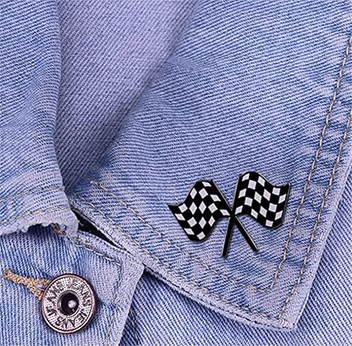 Miniatura 4 de Bandera de carreras Esmalte Pin Blanco y Negro Tablero de Ajedrez Insignia Ropa Sombreros Bolsas Decoración, Metal, No es una piedra preciosa