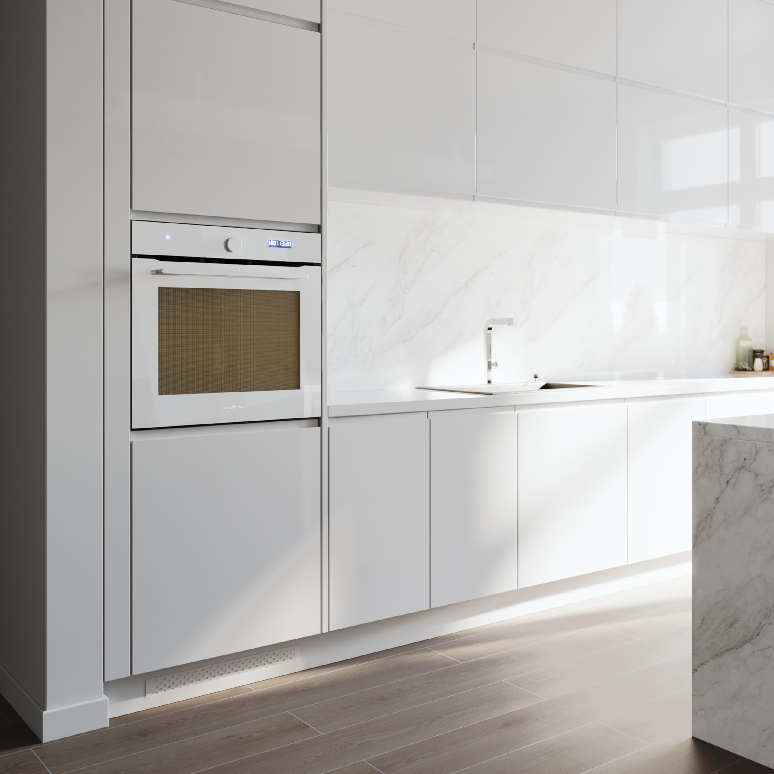 Cecotec Four Encastrable Multifonction 60 cm Bolero Hexa AF316000 Glass White A 3400 W, 81 L, 11 Fonctions avec Airfryer Master, Pizza Master, Steam Assist, Steam EasyClean, 3D Cooking, Defrost - 3