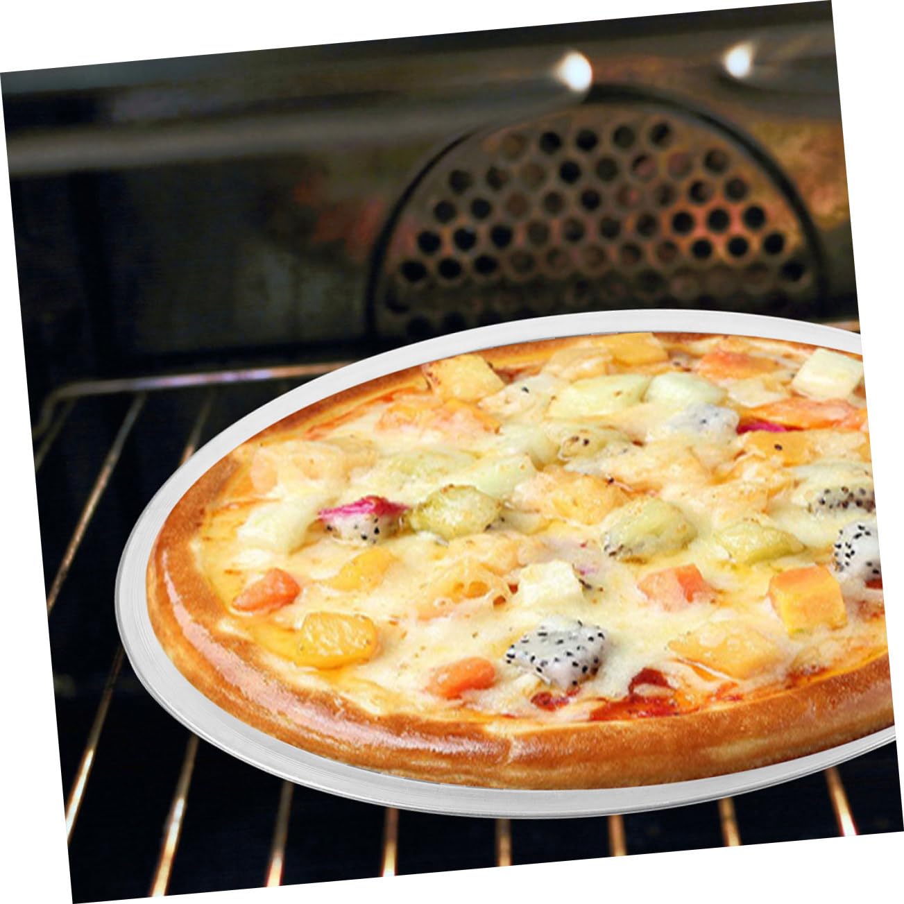Runde Haushaltspizzapfanne aus Aluminiumlegierung mit Glatter Beschichtung und Perforiertem Design nicht Verformbar zum Backen von Knuspriger Pizza