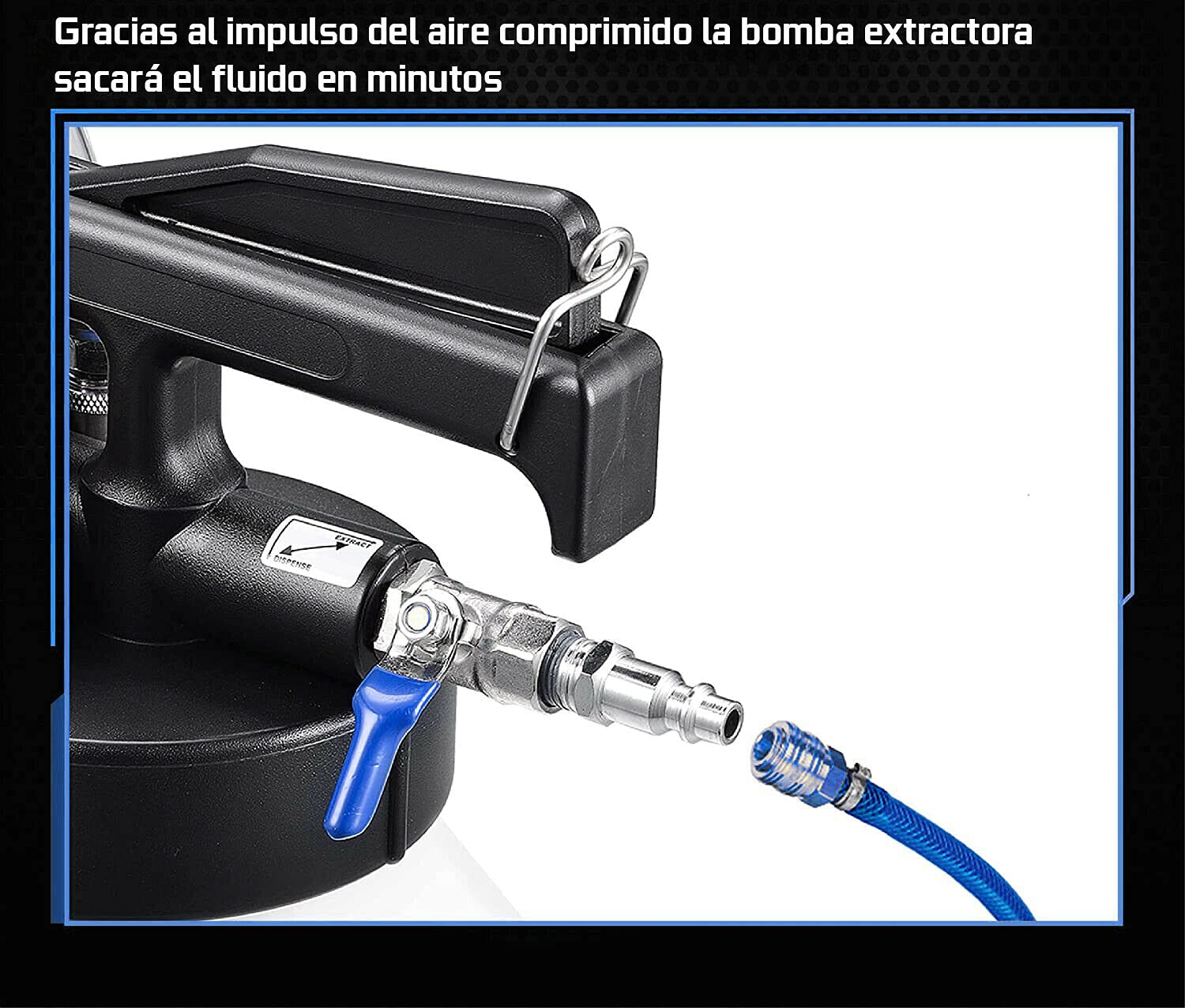 Bomba neumatica para cambio de aceite sistemas de transmision con 13 adaptadores, 10 litros
