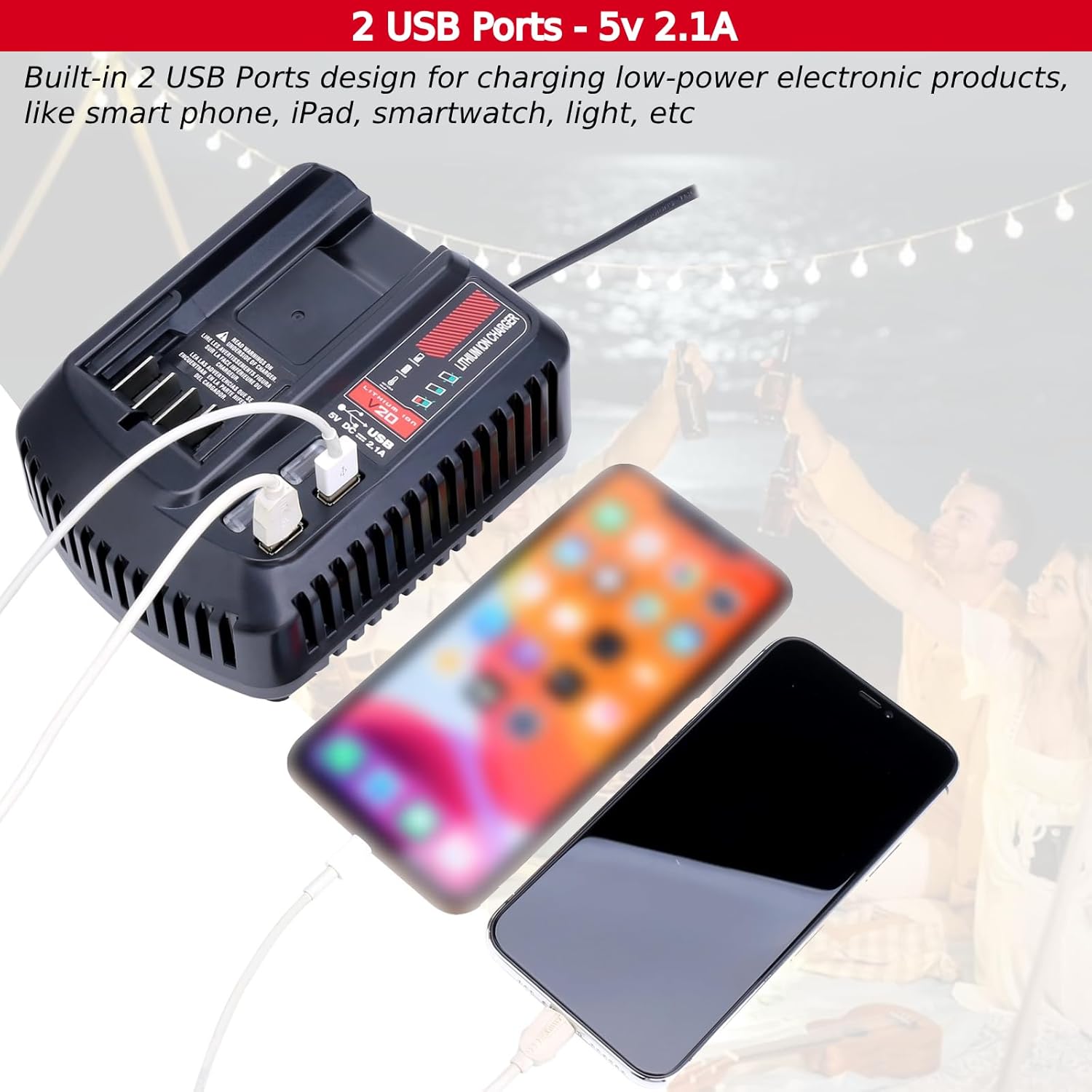 CMCB104 Fast Charger Compatible with Craftsman 20v V20 Lithium Battery CMCB201 CMCB202 CMCB205 CMCB209 CMCB206 CMCB202-2 Replacement for 20v Battery Charger CMCB100 CMCB102 CMCB124 - Image 8