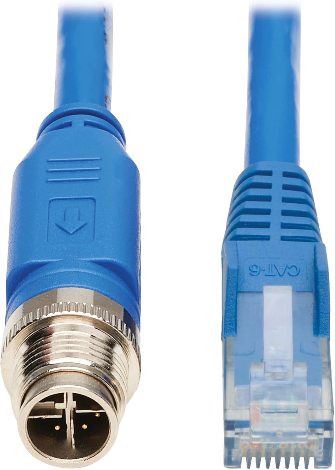 Tripp Lite M12 X-Code Cat6 Ethernet Cable Blue (M/M), 1 Gbps, UTP, UL CMR-LP Certified for 60W PoE, Heavy-Duty IP68 Rating, 9.8 Feet / 3 Meters, (NM12-601-03M-BL)