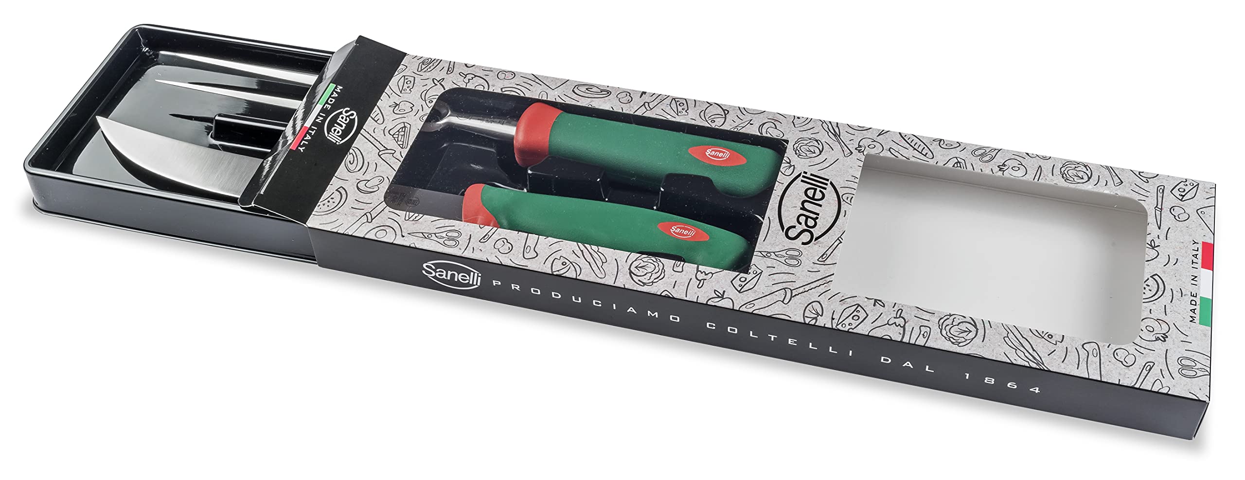 Sanelli Premana Professional, Confezione 2 pezzi BBQ, Acciaio Inox, Verde/Rosso
