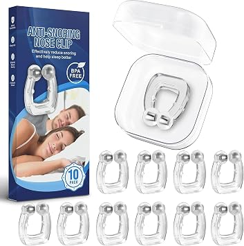 Anti Snoring Devices, Snoring Stopper with Silicone Magnet10 Pack, Anti Snoring Nose Clip to Reduce Snoring Suitable for Women and Men