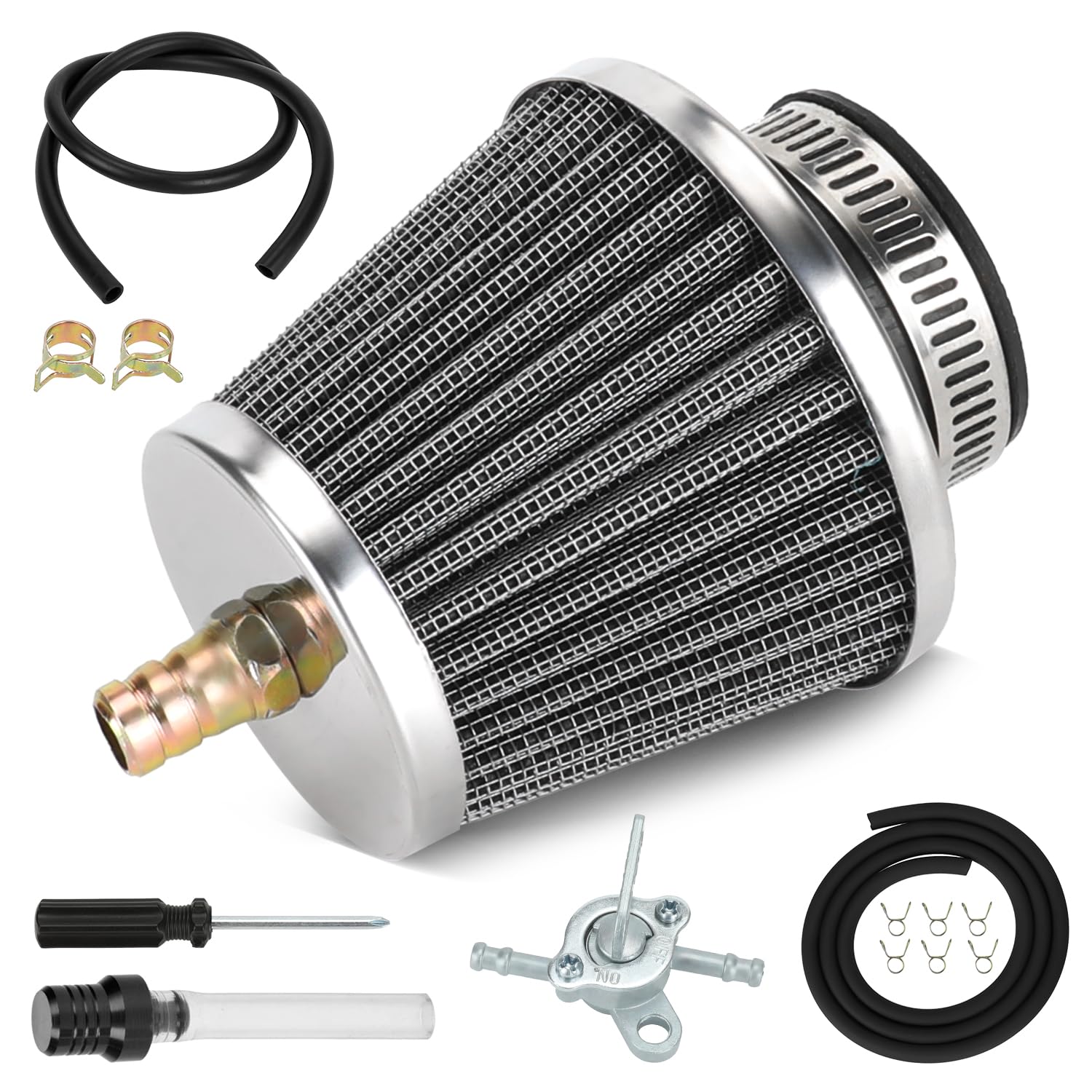 35mm (1-3/8") Air Filter Compatible with Taotao Coolster 110cc 125cc Baja Sunl Apollo SSR ATV Quad 4 Wheeler 50cc 70cc 90cc CRF50 Go Kart Pit Dirt Bike Parts Petcock Fuel Shut Off Valve