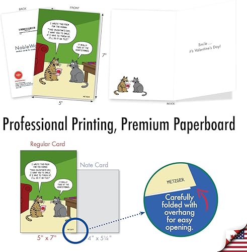 Miniatura 3 de NobleWorks - Paquete de 3 tarjetas de felicitación para el día de San Valentín con sobres, divertido gato de dibujos animados para hombres y mujeres