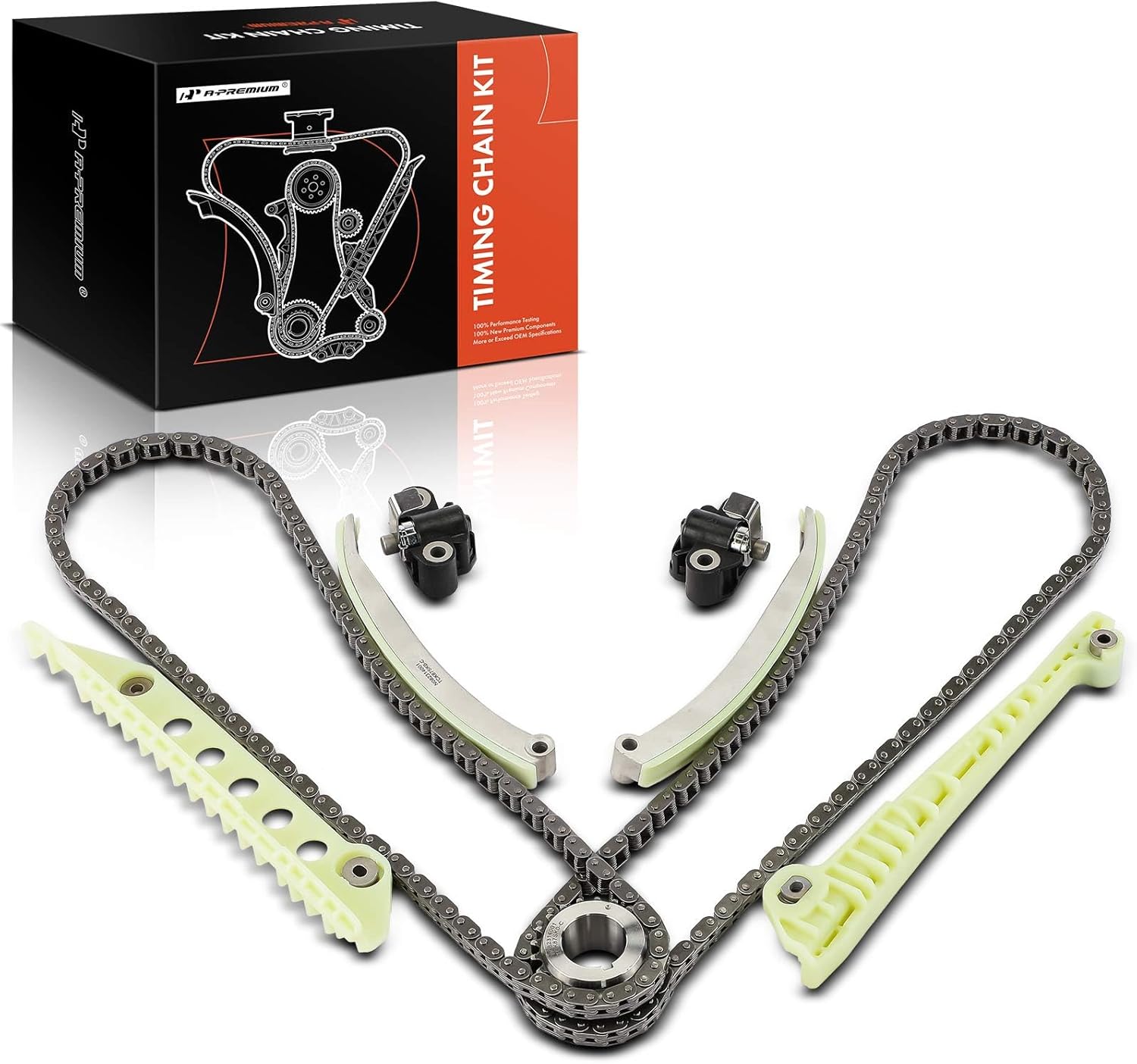 A-Premium 9PCS Engine Timing Chain Kit W/Sprocket & Tensioner & Guide Compatible with Ford & Mercury - F-150 2009-2010, Explorer, Explorer Sport Trac, Mustang, E-150, E-250, Mountaineer - V8 4.6L