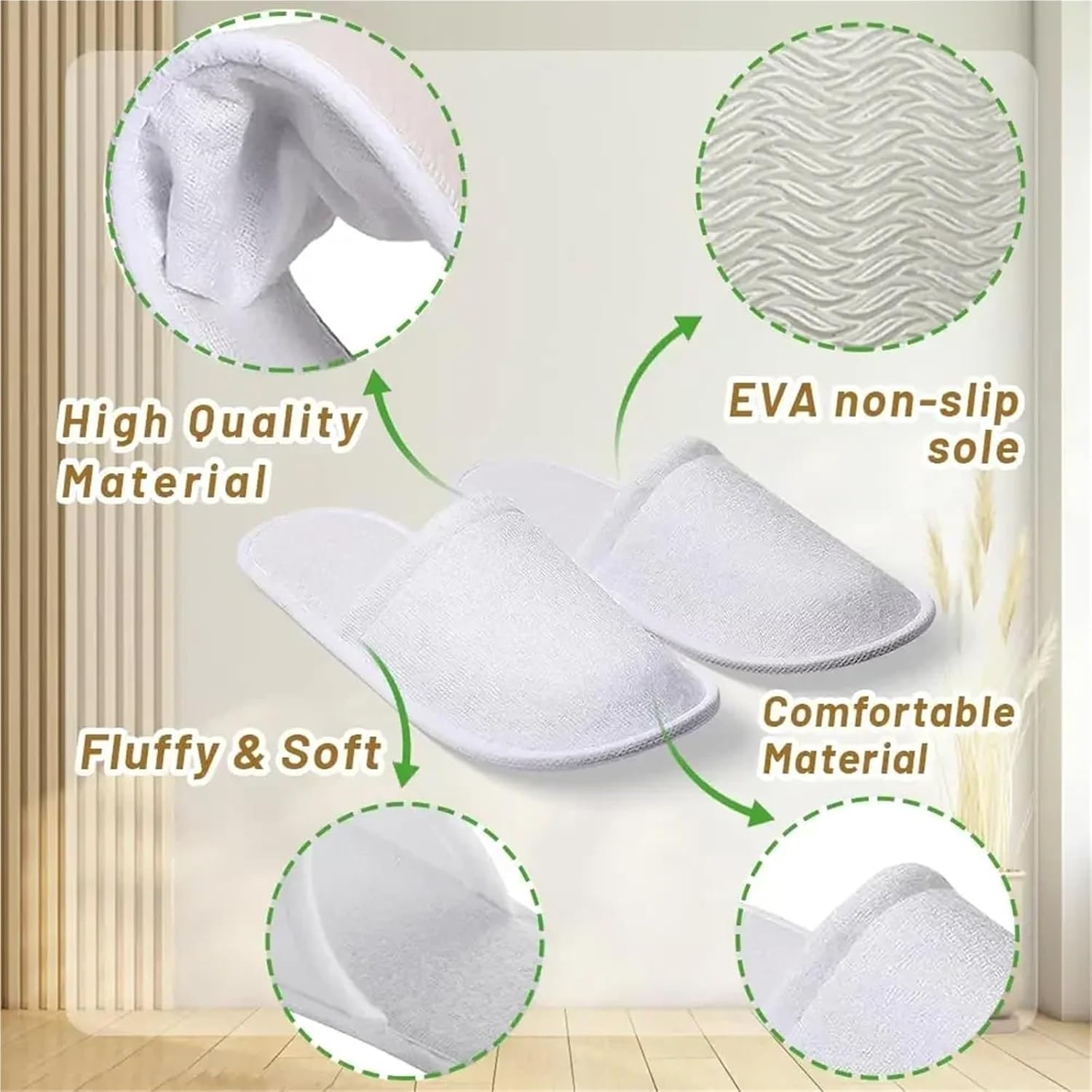 House Slippers 20 Pairs Closed Toe Plush Bathroom Slippers Suitable For Families,Hotels, SPA,Travel