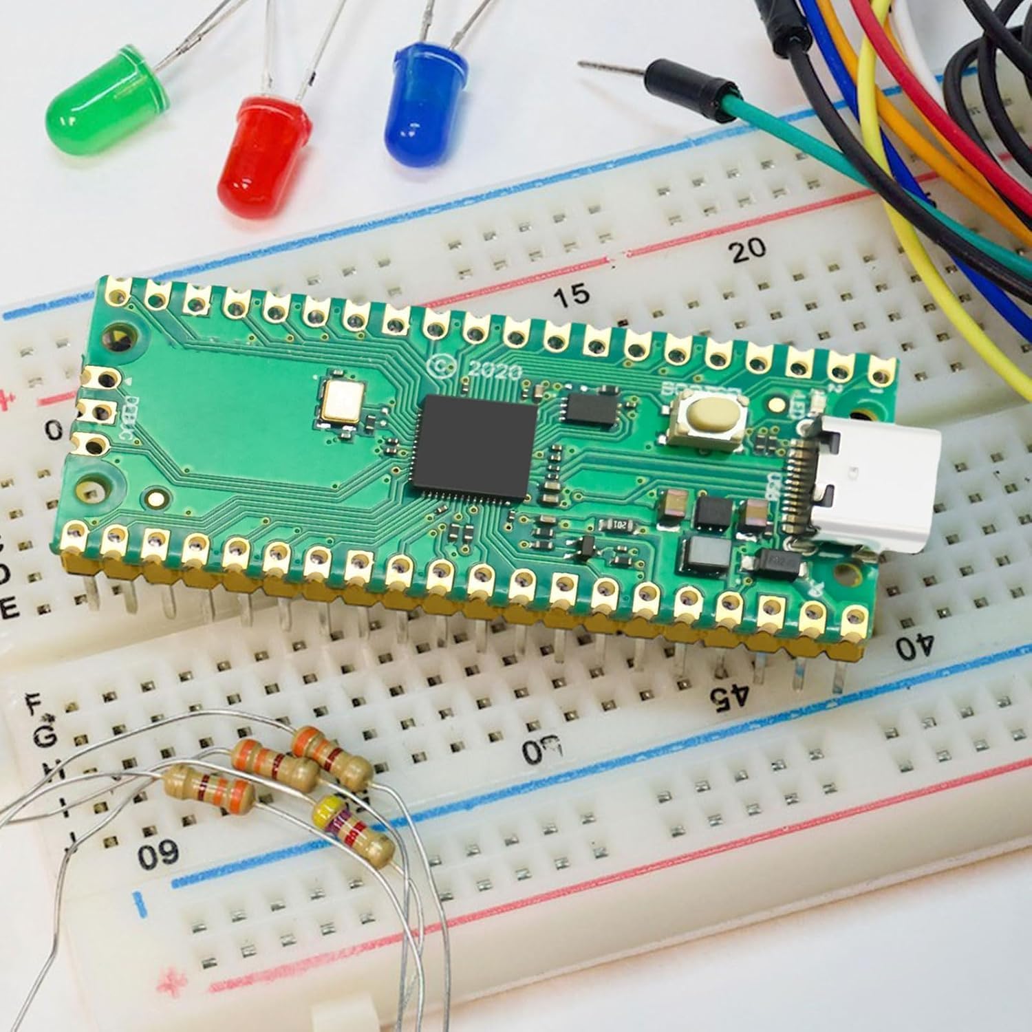 2-Pack RP2040 Microcontroller Board, Dual-Core ARM Cortex-M0+ up to 133MHz, 2MB Flash, 30 GPIO Pins, Compatible with Raspberry Pi Pico, Supports MicroPython & C/C++ [USB-C Port]