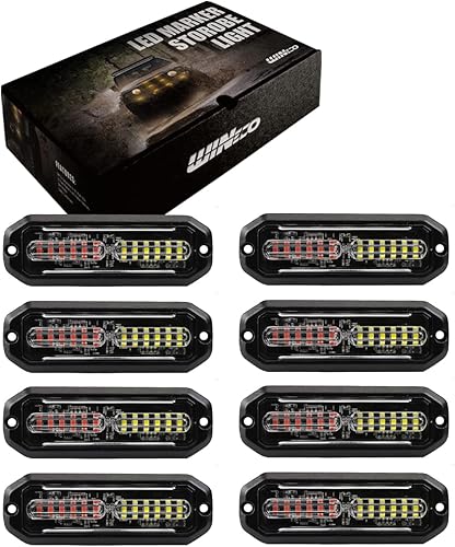 Miniatura 7 de WINECO Luces estroboscópicas LED para camiones, 8 unidades, ámbarblanco, 12 luces LED estroboscópicas intermitentes de montaje en superficie, kit de