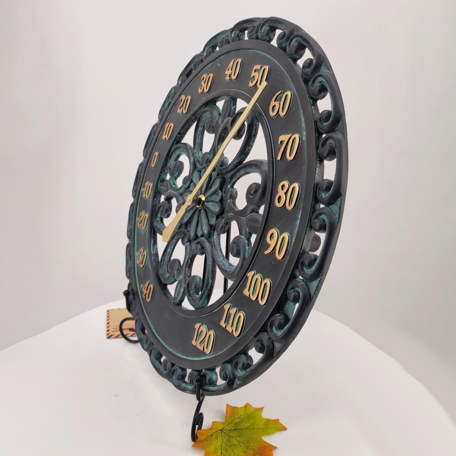 Termometro da giardino sospeso – termometro decorativo per interni o | esterni | termometro da giardino per terrazza, cortile e giardino, 34,5 x 34,5 x 4,5 cm