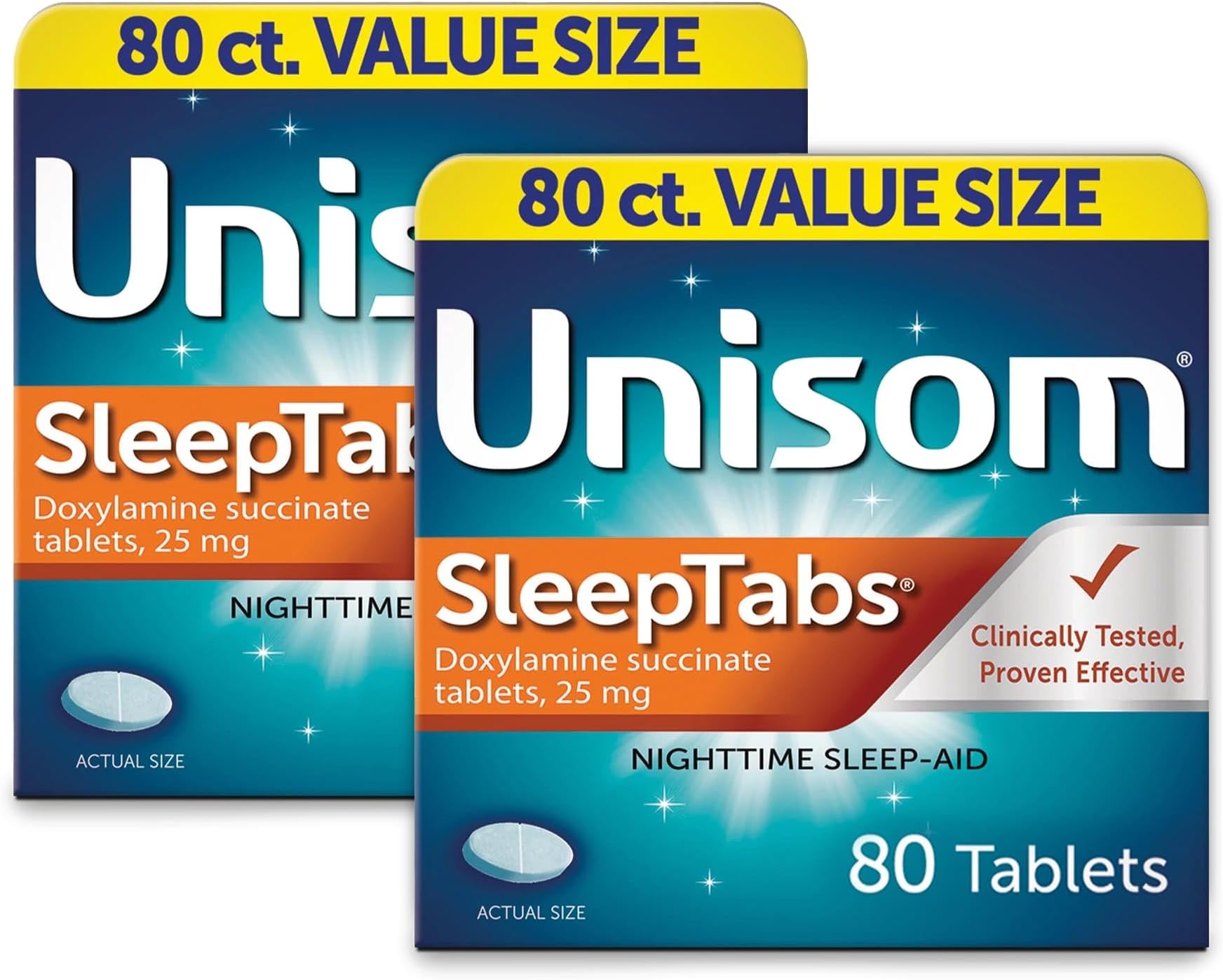SleepTabs, Nighttime Sleep-aid, Doxylamine Succinate, 80 Tablets (Pack of 2)