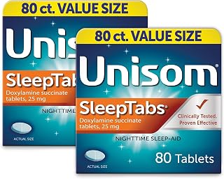 Unisom SleepTabs, Nighttime Sleep-aid, Doxylamine Succinate, 80 Tablets (Pack of 2)