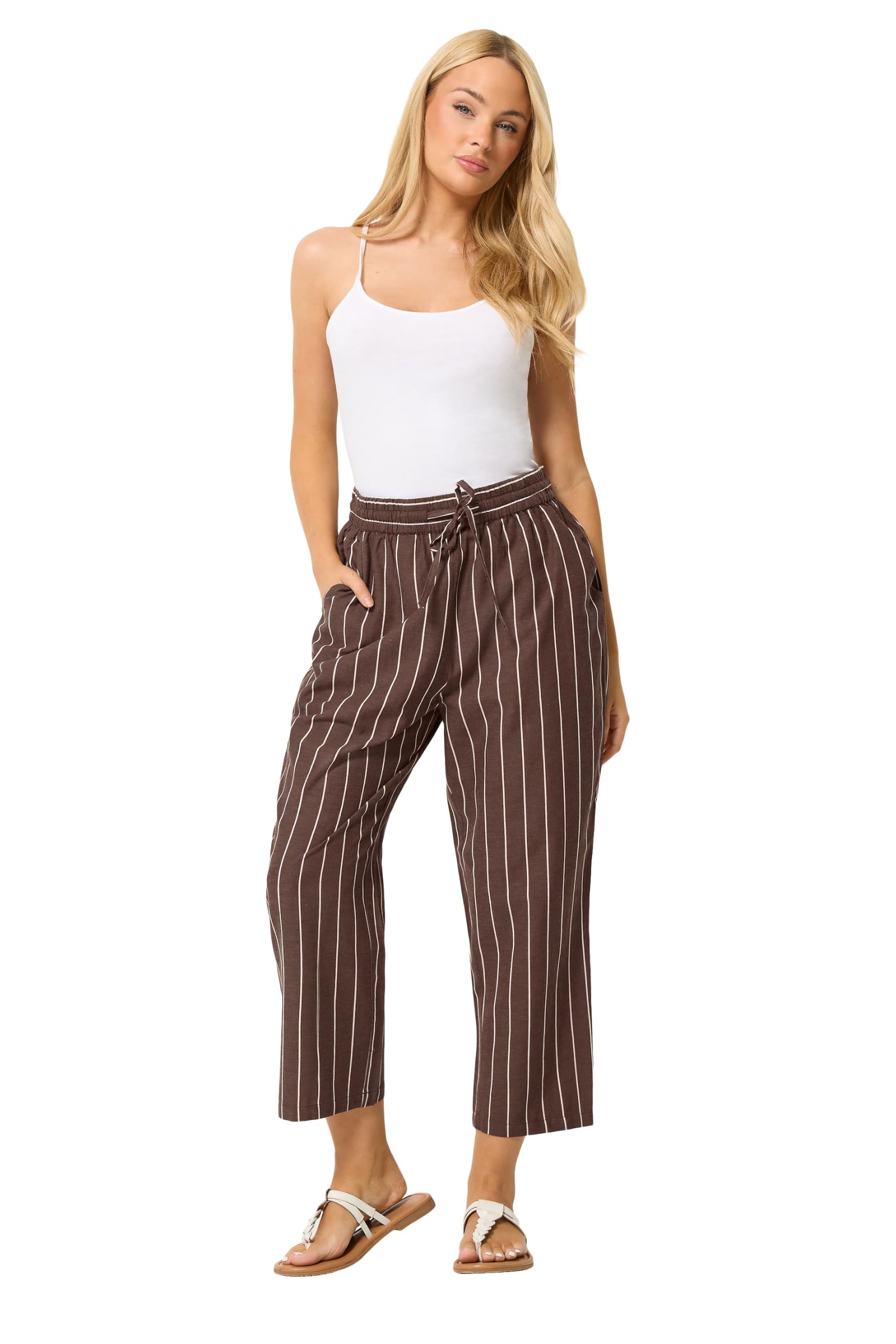 M&Co Women's Brown Tapered Cropped Trousers In | : Small