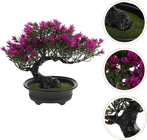 Vista 8 de Hemoton Decoración de oficina, árbol de pino artificial, decoración de fiesta de Navidad, bonsái, decoración del hogar, plantas falsas para pared