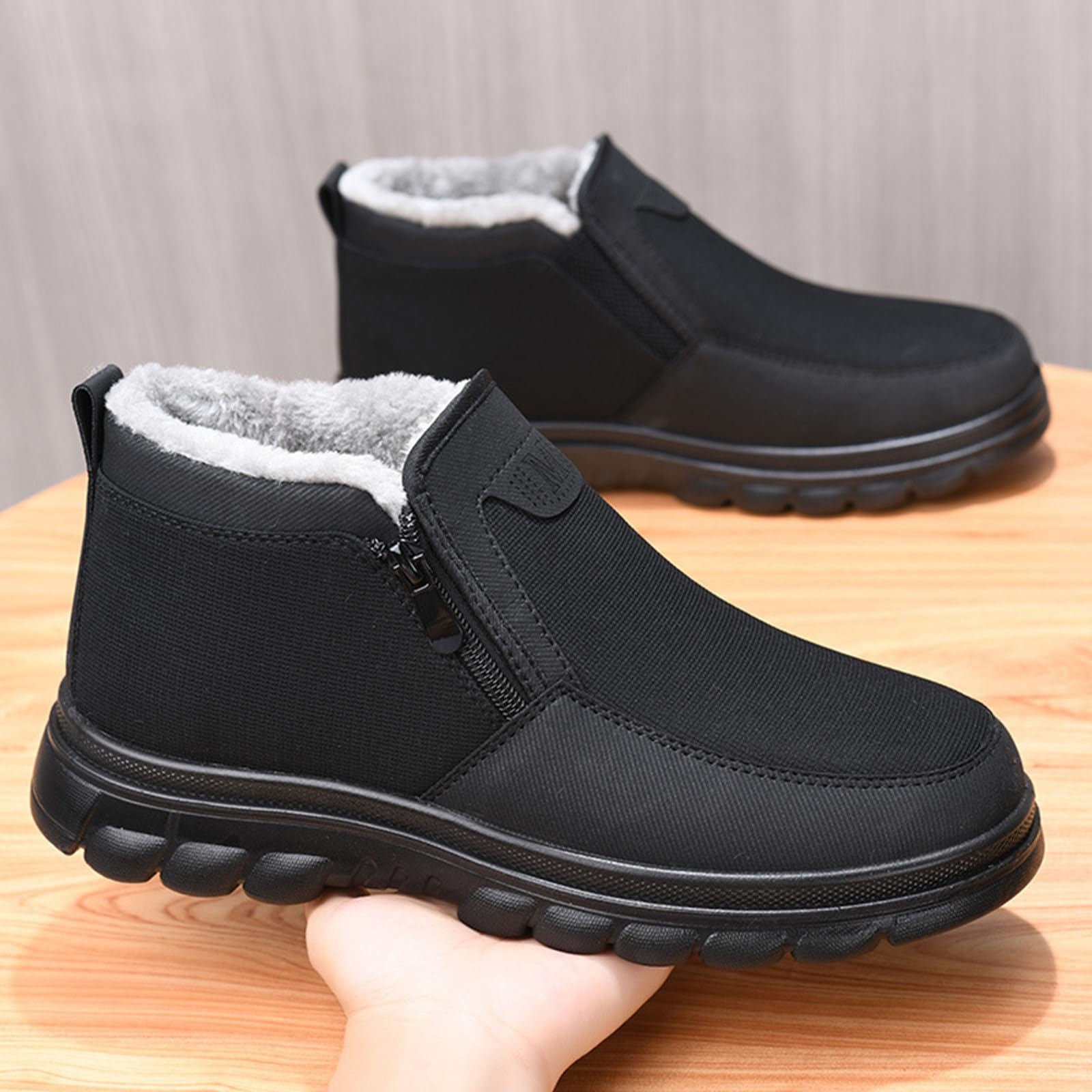 Bottine Neige Bottes De Neige Chaudes Et Froides pour Hommes, Printemps Et Automne, Grande Taille, en Velours, Plus Épais, Fermeture Éclair Latérale, Décontractées, À Fond Courtes