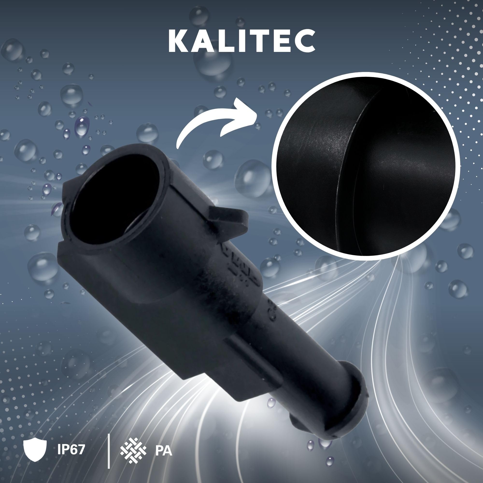 Kalitec KALI-1001 Zestaw AMP Superseal 1-pin Złącze Samochodowe IP67 | Wodoodporna wtyczka do motocykli i łodzi, zestaw 1-biegunowy z uszczelkami, odporny na olej i paliwo, do 14A 24V