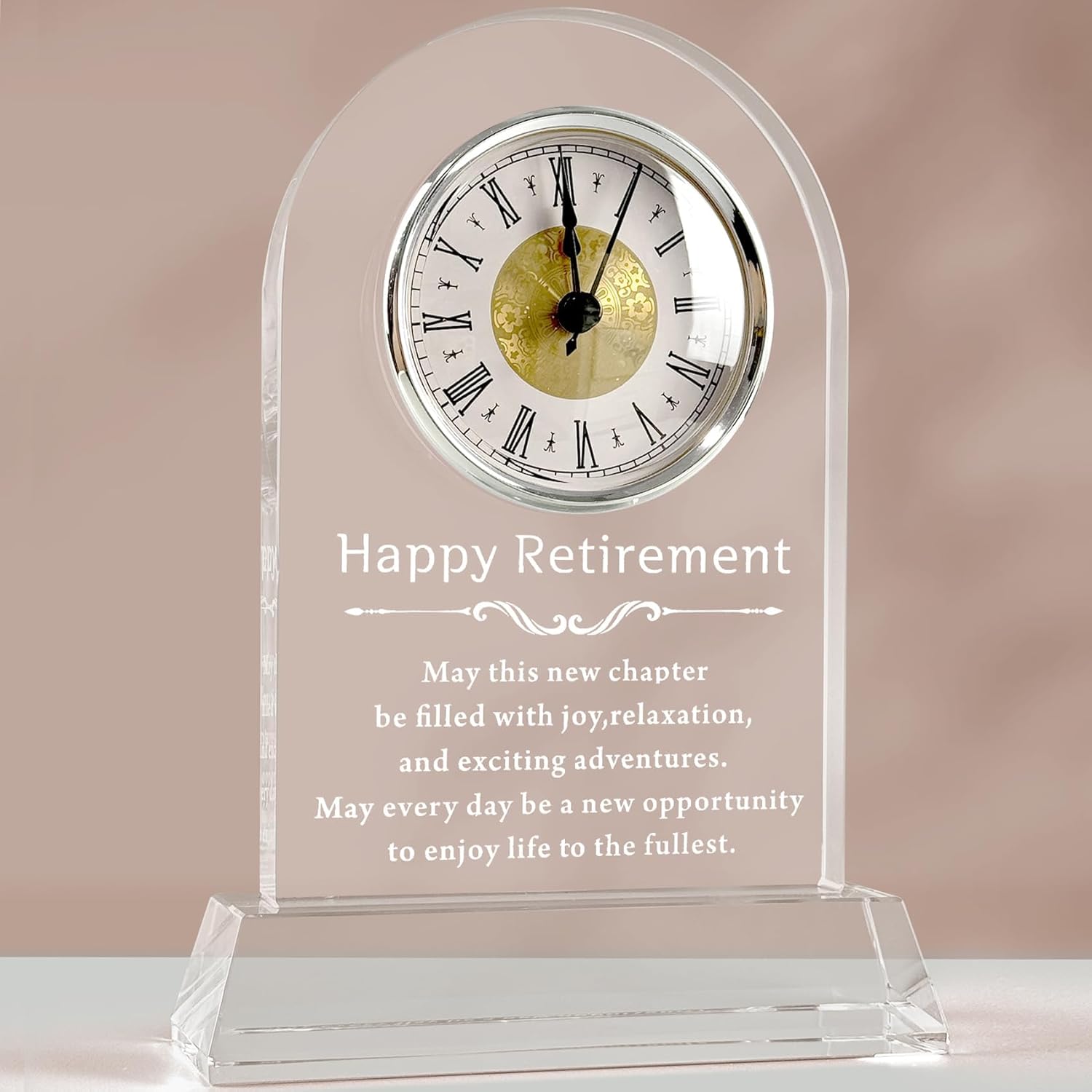 L.Karde Retirement Gift for Women Men Coworker Desk Clock K9 Crystal Keepsakes Retired for Friend Boss for Dad