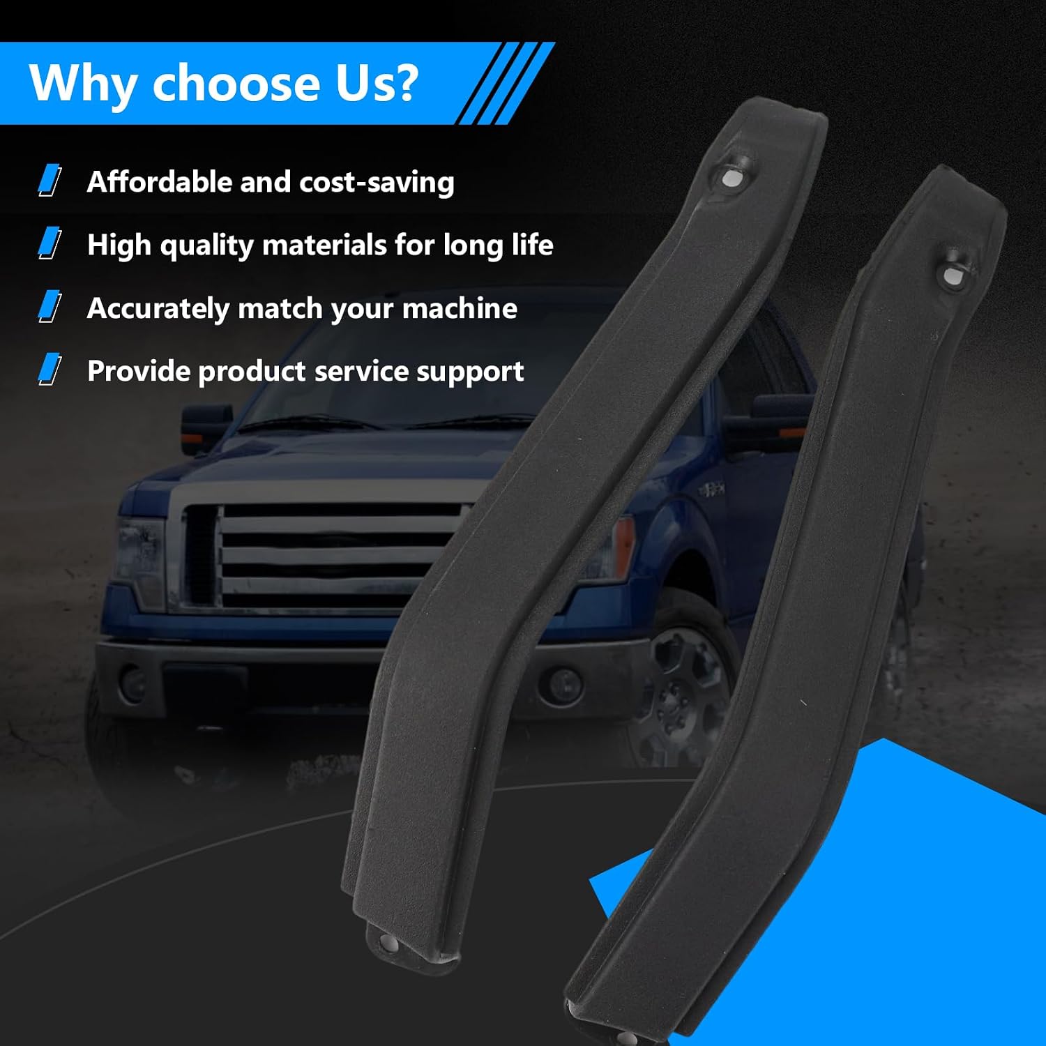 9L3Z-1651728-AA 9L3Z-1651729-AA Pair Cab Corner Upper Exterior Roof Trim Moldings Left Right for 2009-2014 Ford F-150 King Ranch Lariat Regular Cab, Extended Cab, Crew Cab