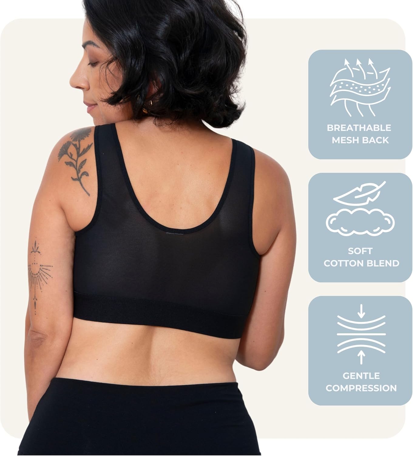 AnaOno Pocketed Post-Surgery Bra - Front Closure Bras for Women W/Removable Drain Pockets - Light Compression Mastectomy Bras - Image 2