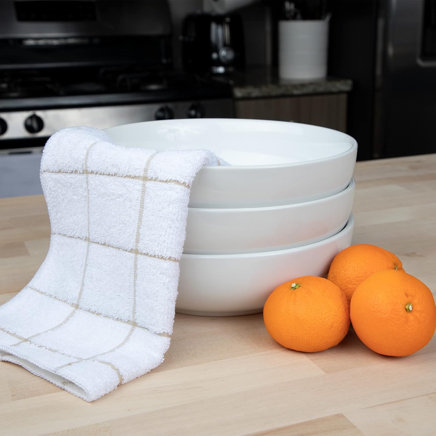 Arkwright Dish Towels for Kitchen - (Bulk Case of 144) Soft, 100% Cotton Terry Dishcloths, Highly Absorbent & Quick Dry, Washcloths for Washing, Drying, and Cleaning Dishes, 12 x 12 in, Tan