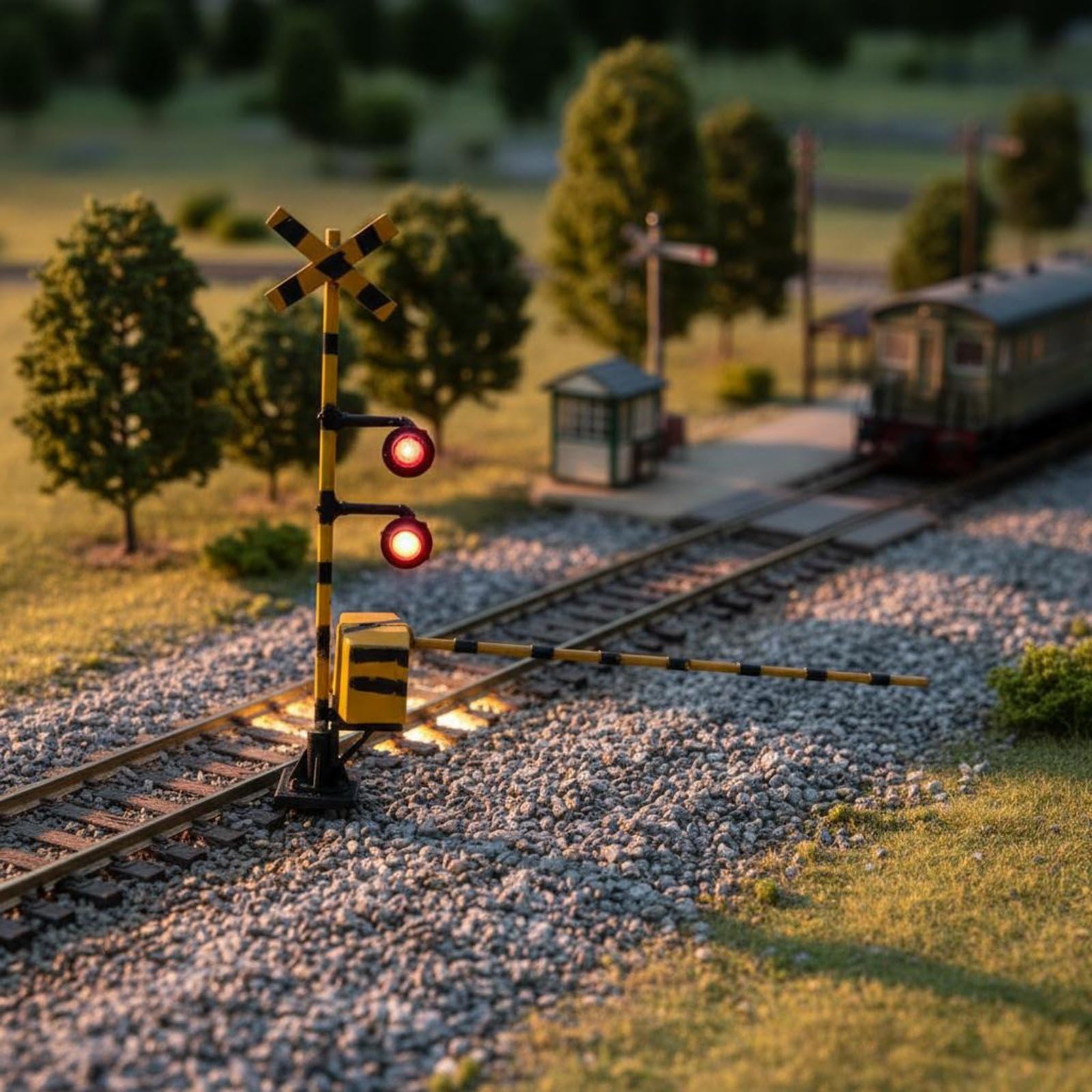 Ferroviario Modello Lampione Segnalazione Ferrovia Luce Semaforo Miniature in Resina Effetto Realistico con Faro Funzionante per Plastici Treni Diorami Cittadini Presentazioni