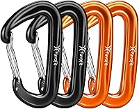 Favofit 12KN Heavy Duty Carabiner Clips 4-Pack - 3.2" Aluminum Carabiners for Hiking, Camping, Hammocks, Dog Leashes & Keys