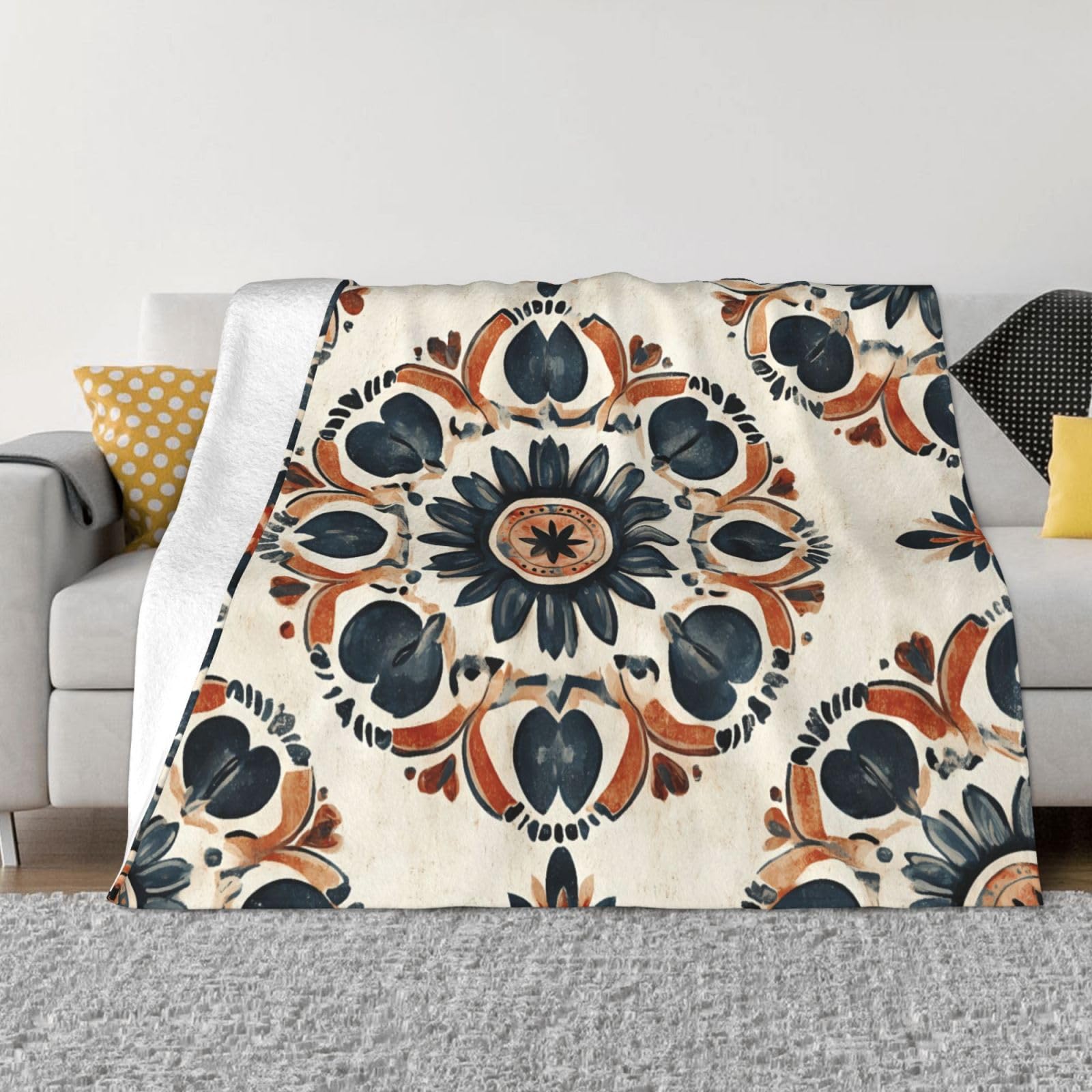 Couverture chaude en flanelle et motif floral pour vos moments cocooning au salon