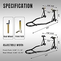 Vista 2 de Caballete de motocicleta, soporte de rueda trasera combo, capacidad de 500 libras, soporte de basculante para paddock para moto deportiva, apto