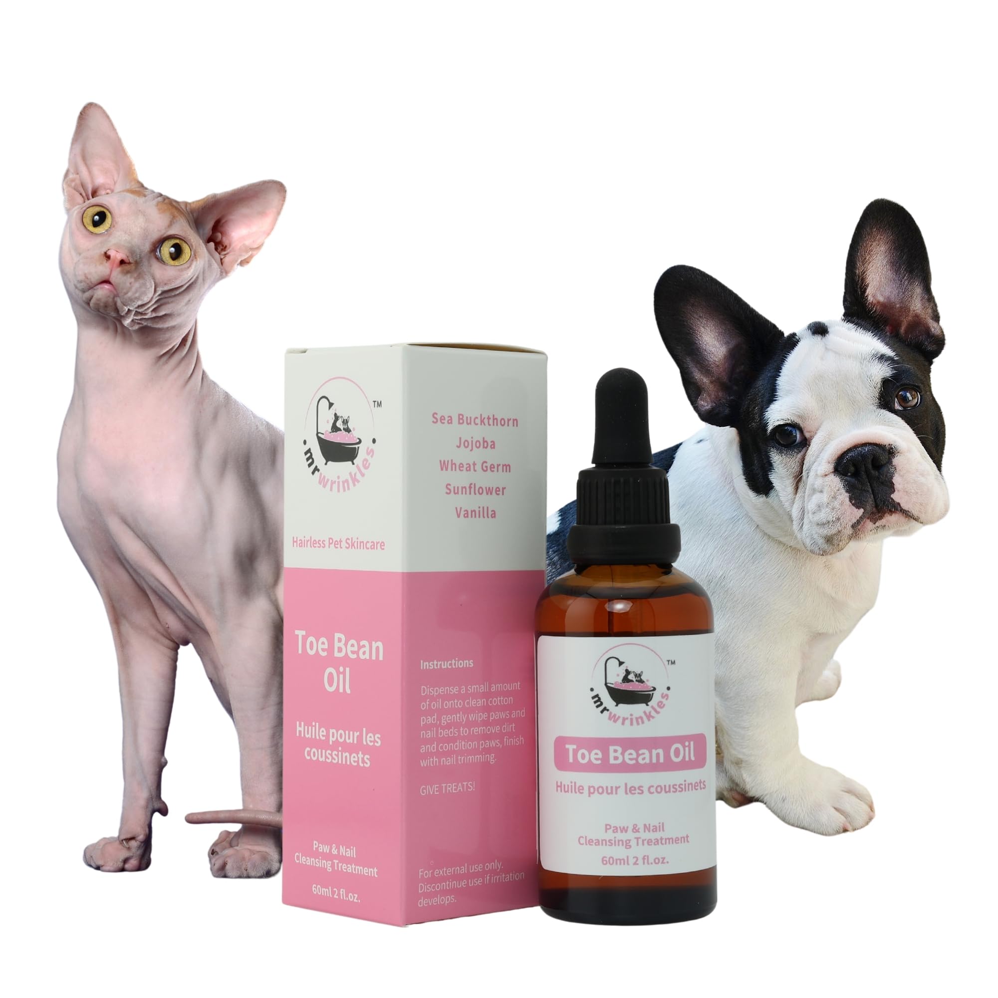 MR WRINKLES Toe Bean Oil: Premium Paw & Nail Cleansing Treatment, 100% Natural, Safe for All Cats and Dogs, 2 Fl. Oz.