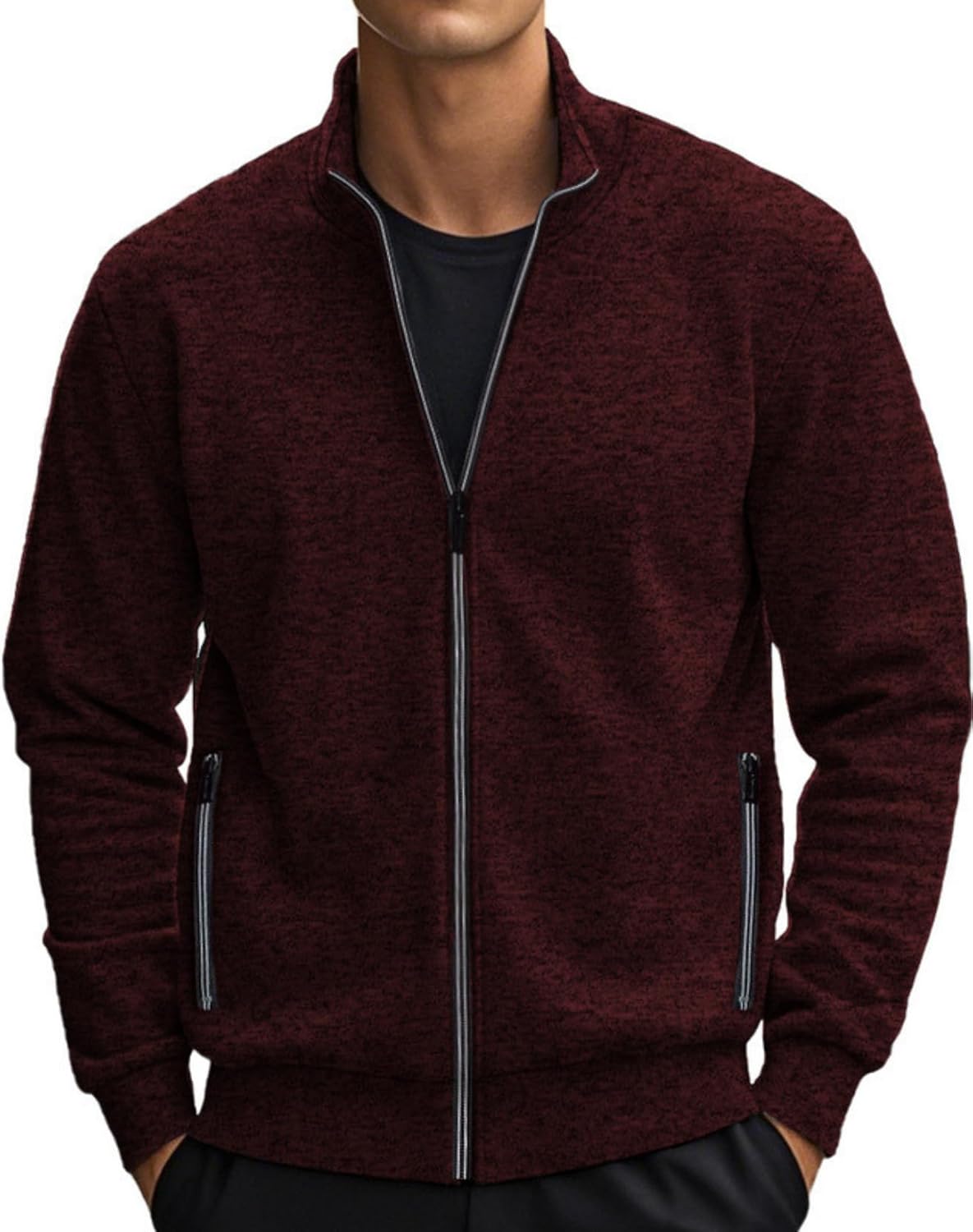 LIZALIG ​Seasonal Men's Zippered Cardigan Sweatshirt - Soft Fleece Windproof Warm for Autumn Fall Travel Daily Wear