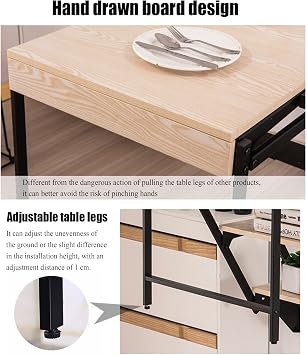 Folding Kitchen Murphy Table, Wall Mounted DeskSpecial Design Multi-Function Work Table, Floating Shelves,Laundry Folding Table,Convertible Shelf Dining, Space Saving Wooden Computer Desk