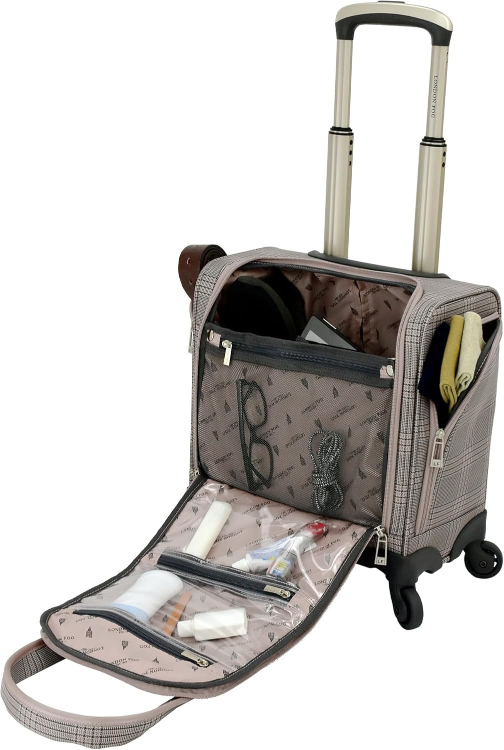 London Fog Brentwood IV 15" 4-Wheel Under the Seat Bag, Rose Charcoal