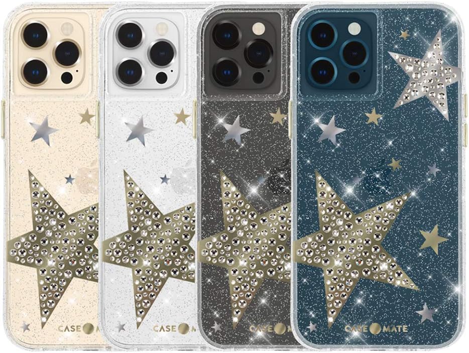 Case-Mate - SHEER SUPERSTAR - Case for iPhone 12 Pro Max (5G) - Raised Rhinestone Stars - 10 ft Drop Protection - Antimicrobial - 6.7 Inch - Sheer Superstar