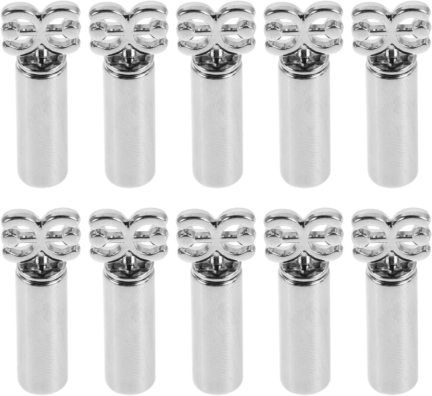 TOMETURE 10pcs Drawstring Locks for Pants - Metal Aglet Cord End Plug for Hoodies Lanyard String - DIY No Sew Cord End Cap - Round Rope Tip Lock Silver
