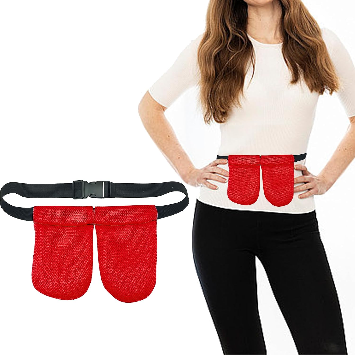 Drain Holder After Tummy Tuck, Adjustable Mastectomy Drain Holder with 2 Shower Bag, Mastectomy Drainage Pouch Belt for Breast Cancer Surgery Recovery Supplies (Red)