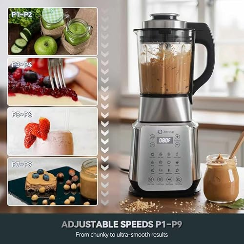Miniatura 3 de Glass Blenders for Kitchen – Stainless Steel Professional Blender for Smoothies 1500W Motor, Food Processor Combo 9 Adjustable Speeds, 14 Preset