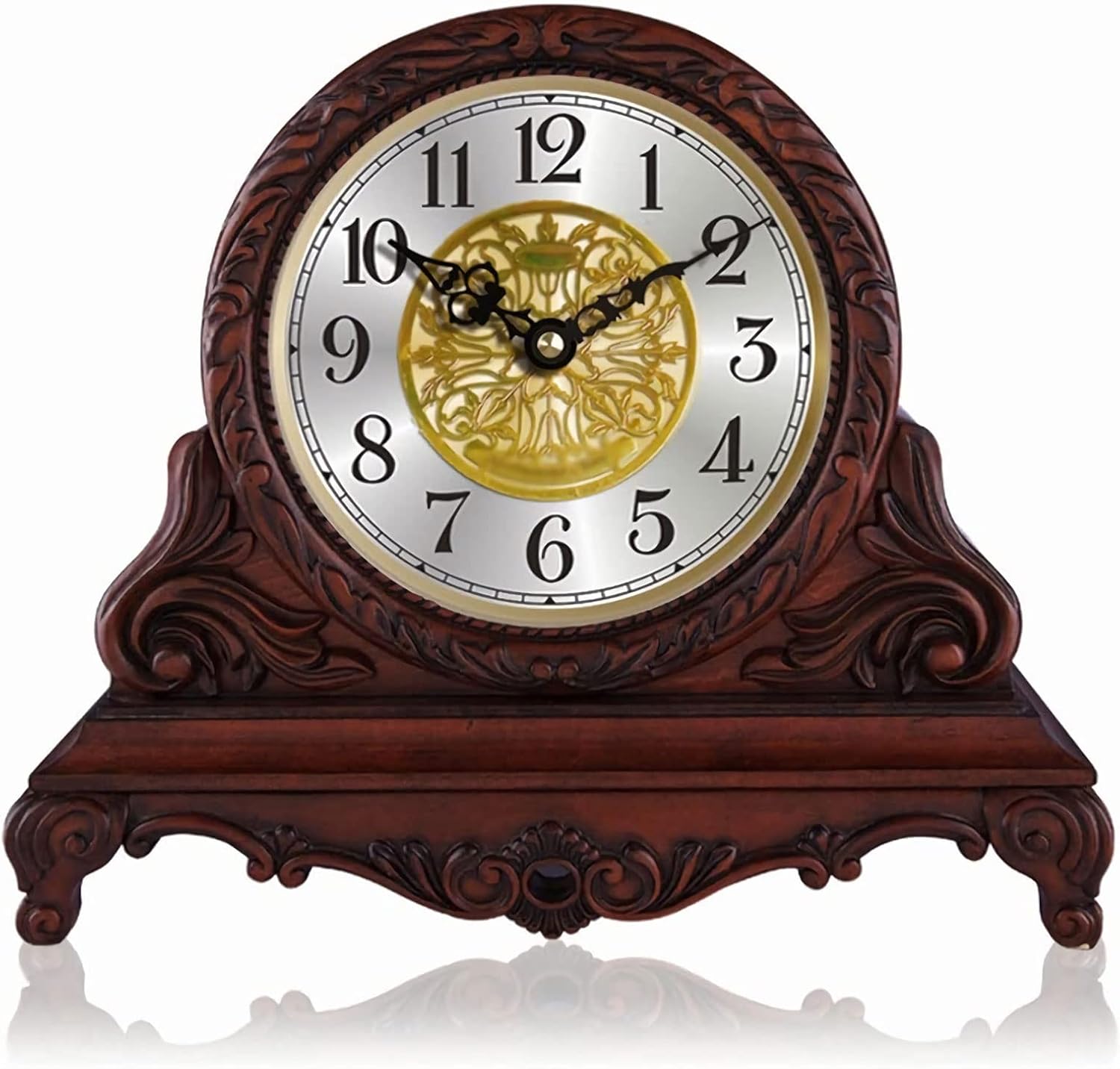 Mantel Clocks, Vintage Style Silent Mantle Clock Simplicity Wooden Battery Operated Mantel Clocks for Living Room Decor,
