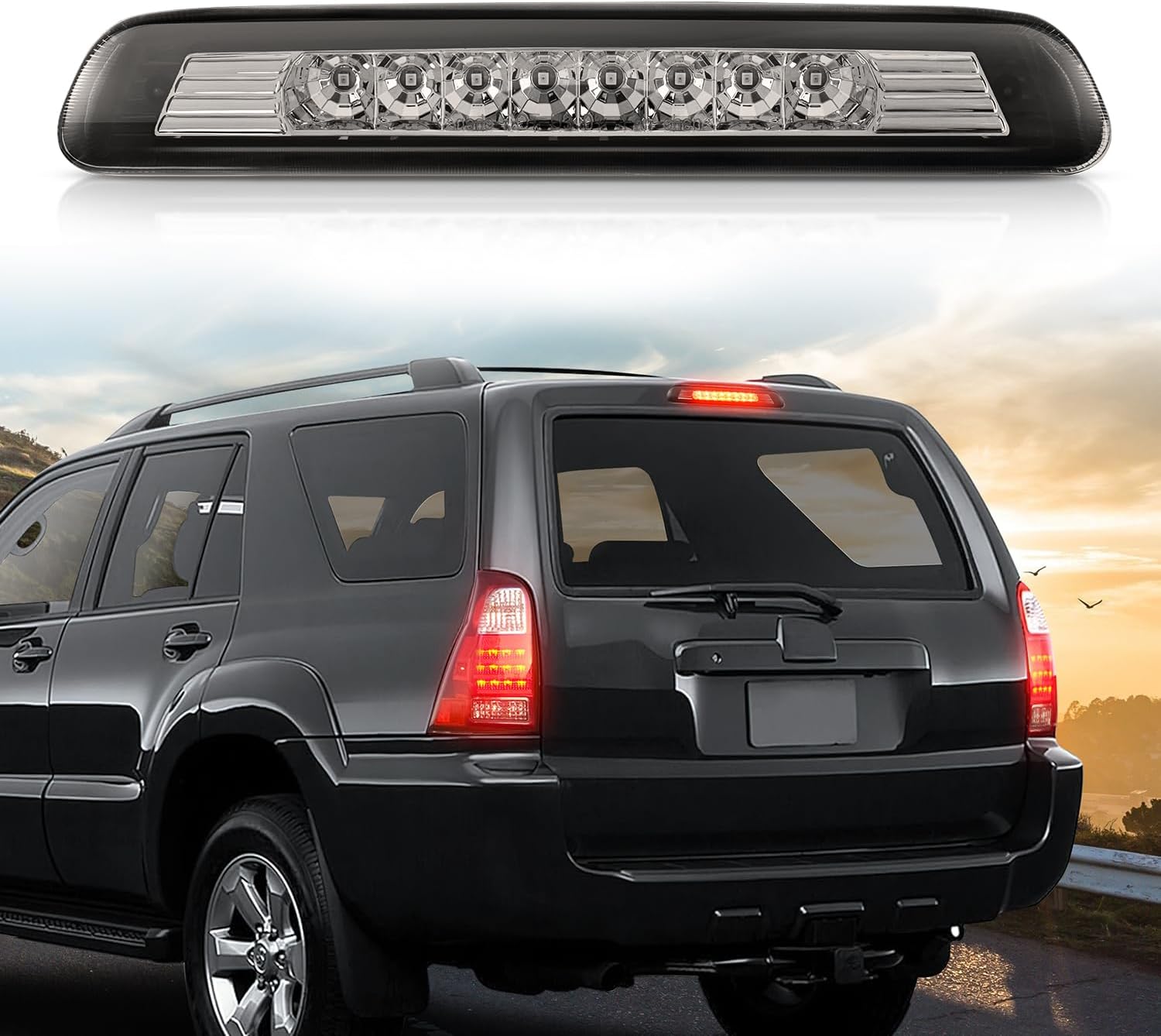 Nilight Third Brake Light Tail High Mount 3rd Stop Lights Smoked Lens Compatible with Toyota 4Runner 2003 2004 2005 2006 2007 2008 2009 Non-Spoiler Version Van SUV Rear Center Cab Lamp