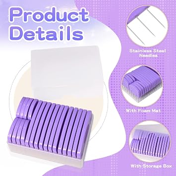 20Pcs Knit Blockers Pins Kit, Purple Knit Blocking Combs Kit | Blocking Pins, for Blocking Knitting Mats Crochet Projects Lace Needlework Sewing Tool Device