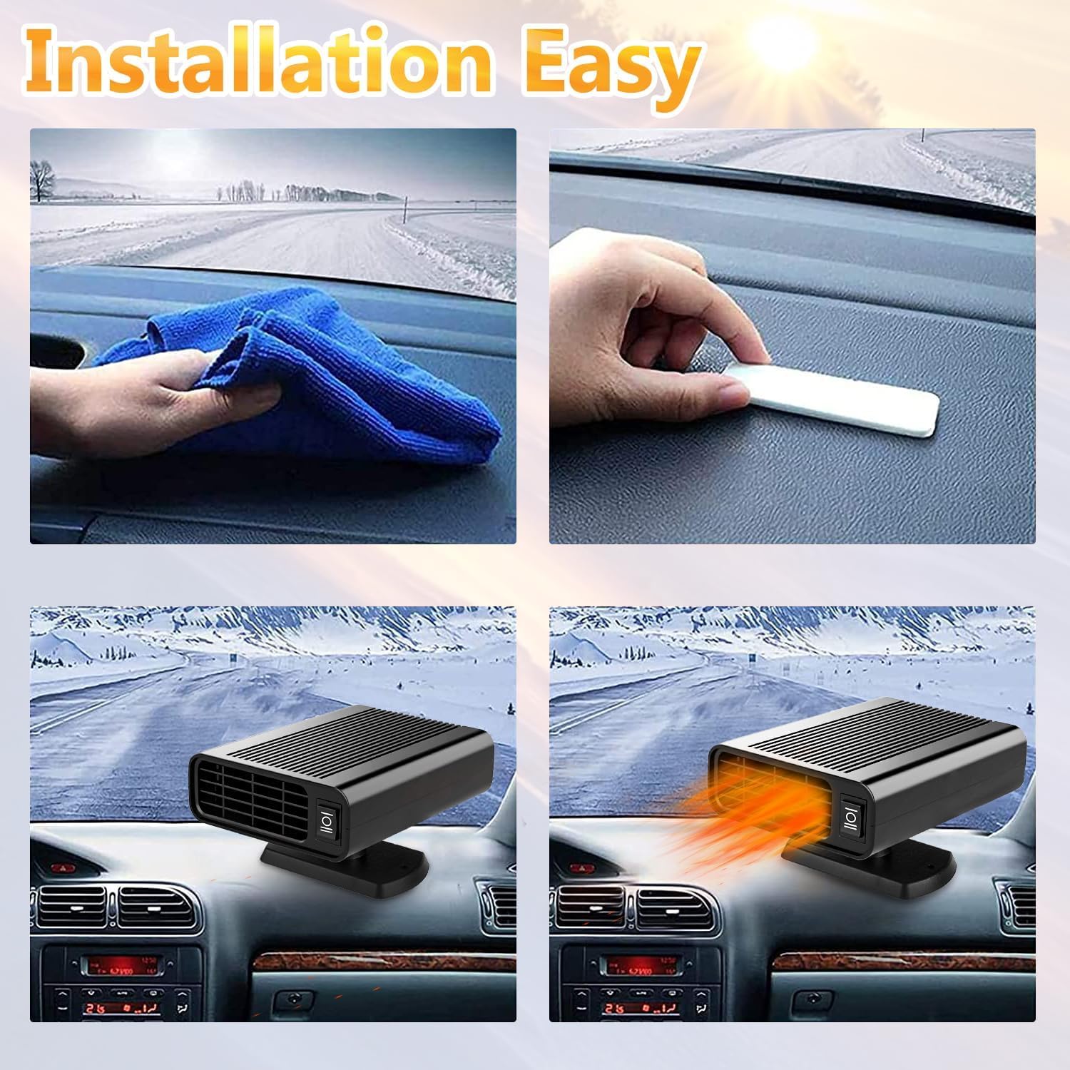 Car Heater, 12V Portable Auto Heater Fan Anti-Fog Car Defroster 2 in 1 Fast Cooling/Heating Cigarette Lighter Car Fan for Vehicles Quick Heating Air