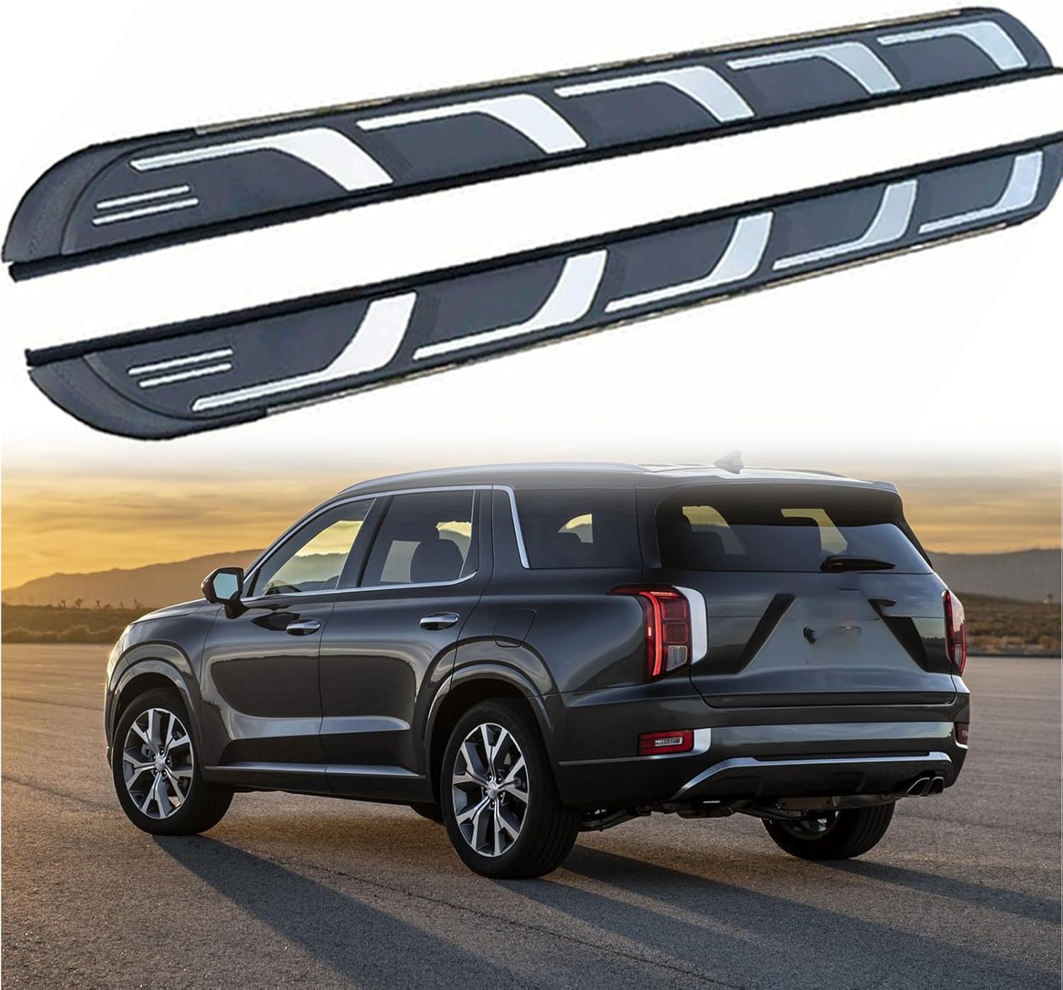 2 PCS Running Boards Fits for H Palisade 2019 2020 2021 2022 2023 Black Nerf Bar Side Steps