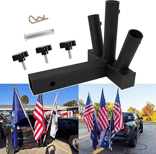Triple Flagpole Vehicle Hitch Receiver Custom Iron lupon.gov.ph