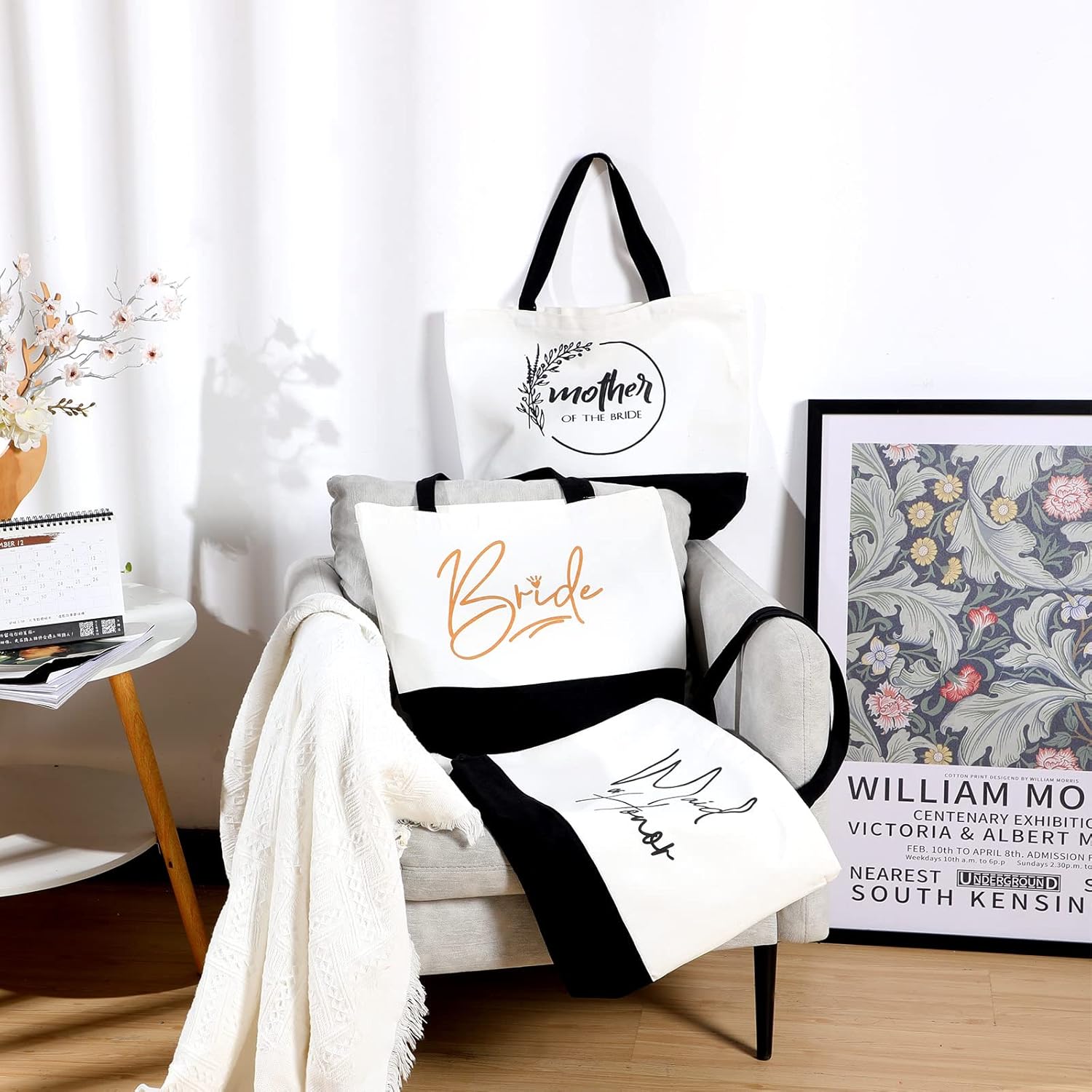 Sieral 10 Pieces Bridesmaid Tote Bags,Bridesmaid Gift Bags Wedding Canvas Tote Bag with Zipper Bride Bridesmaid Bags for Wedding Bridal Shower Bachelorette Proposal Party Favor Present - Image 5