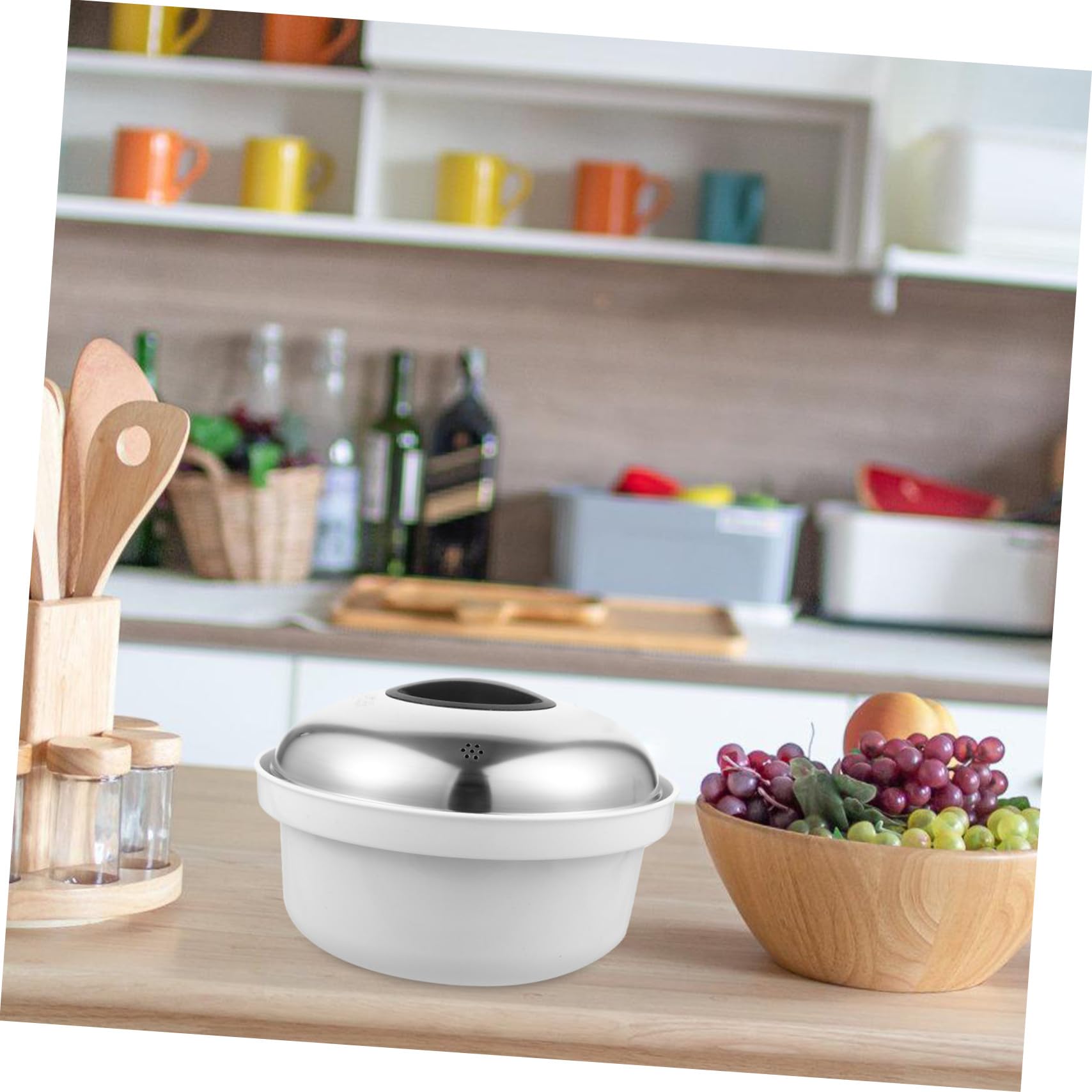 Vaporera para Microondas de Acero Inoxidable con Tapa Clásico con Asas Plásticas para Cocinar Arroz Bollos y Dumplings al Vapor Fácil de Limpiar y Uso Doméstico