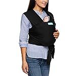Moby Baby Wrap Carrier Evolution for Newborns to Toddlers (8-33lbs), Infant Sling Carrier, Lightweight & Hands Free Design, Adjustable for All Body Types, Baby Registry Gift (Black)