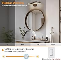 Vista 3 de SineRise LED Modern Bathroom Vanity Light Fixtures (16-Inch, 3000K/4000K/6000K, Dimmable), Brown Wood Painted Modern Acrylic Bathroom Wall Lighting