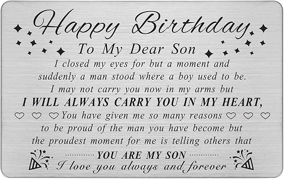Degasken Carte D Anniversaire Pour Fils Pour Adulte Idee De Cadeau Unique Pour Fils En Acier Personnalisable Amazon Ca Degasken Carte D Anniversaire Pour Fils Pour Adulte Idee De Cadeau Unique Pour Fils En Acier Personnalisable Amazon Ca