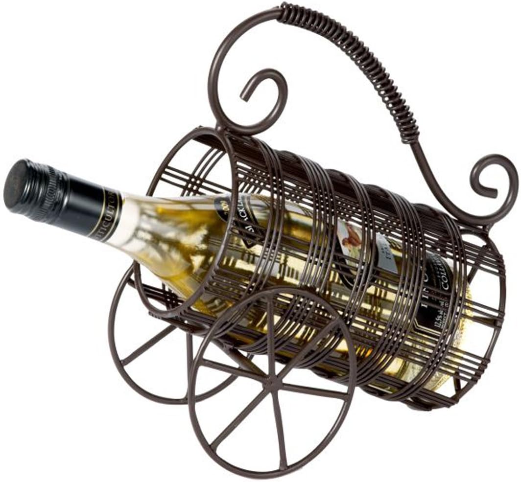 Ganz Wrought Iron Tabletop Wine Rack Bottle Holder Cart, 9